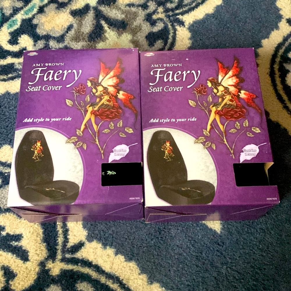 Pair Of Vintage Amy Brown Faery Seat Covers - Black